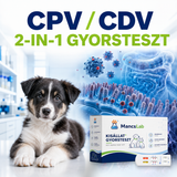 MancsLab CPV/CDV 2-in-1 parvovirus and distemper rapid test for dogs – packaging and test cassette