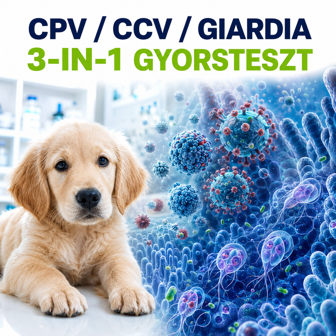 MancsLab CPV/CCV/Giardia 3-in-1 rapid test for dogs – packaging and test cassette