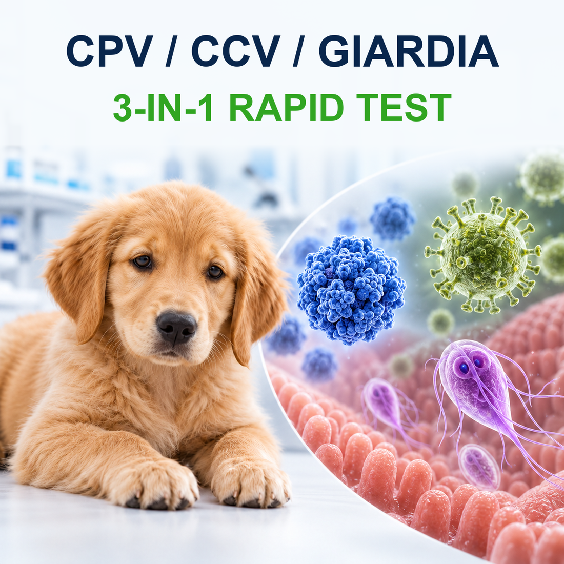 MancsLab CPV/CCV/Giardia 3-in-1 rapid test for dogs – illustration with English text