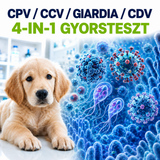 MancsLab CPV/CCV/Giardia/CDV 4-in-1 rapid test for dogs – packaging and test cassette