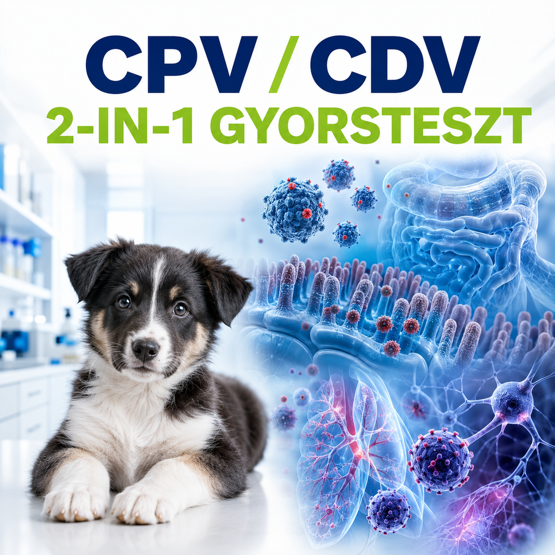 MancsLab CPV/CDV 2-in-1 parvovirus and distemper rapid test for dogs – packaging and test cassette