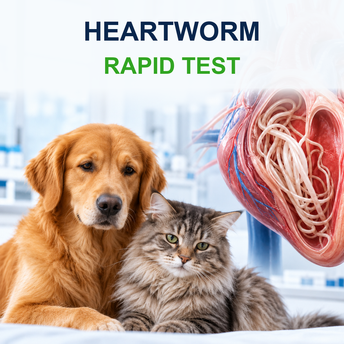 MancsLab HW heartworm antigen rapid test for dogs and cats – illustration with English text