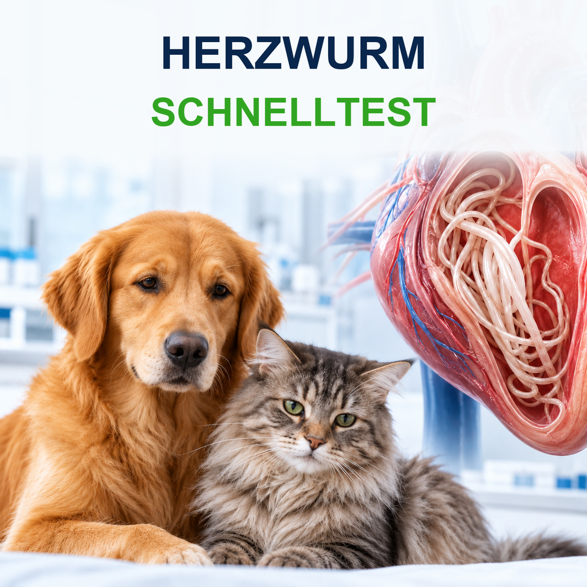 MancsLab HW Herzwurm-Antigen-Schnelltest für Hunde und Katzen – Illustration mit deutscher Beschriftung